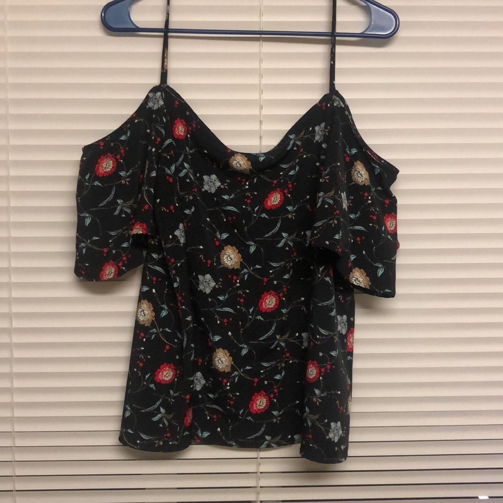floral peep shoulder cross backed blouse
